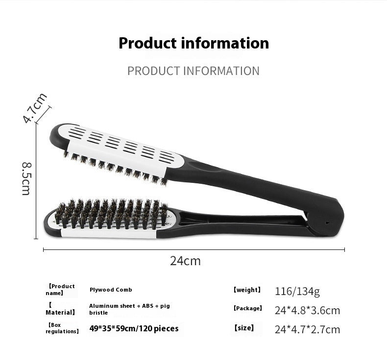 Professional hairdressing clamp comb with bristles for effective hair styling and straightening
