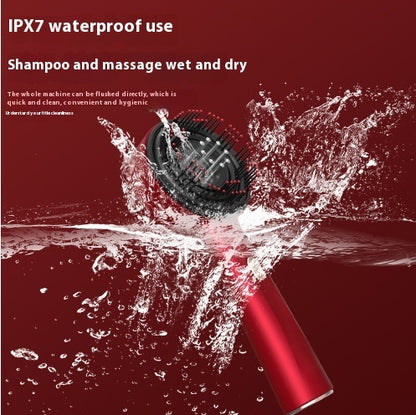 Red light therapy scalp comb designed for waterproof use, ideal for shampooing and massaging wet or dry hair