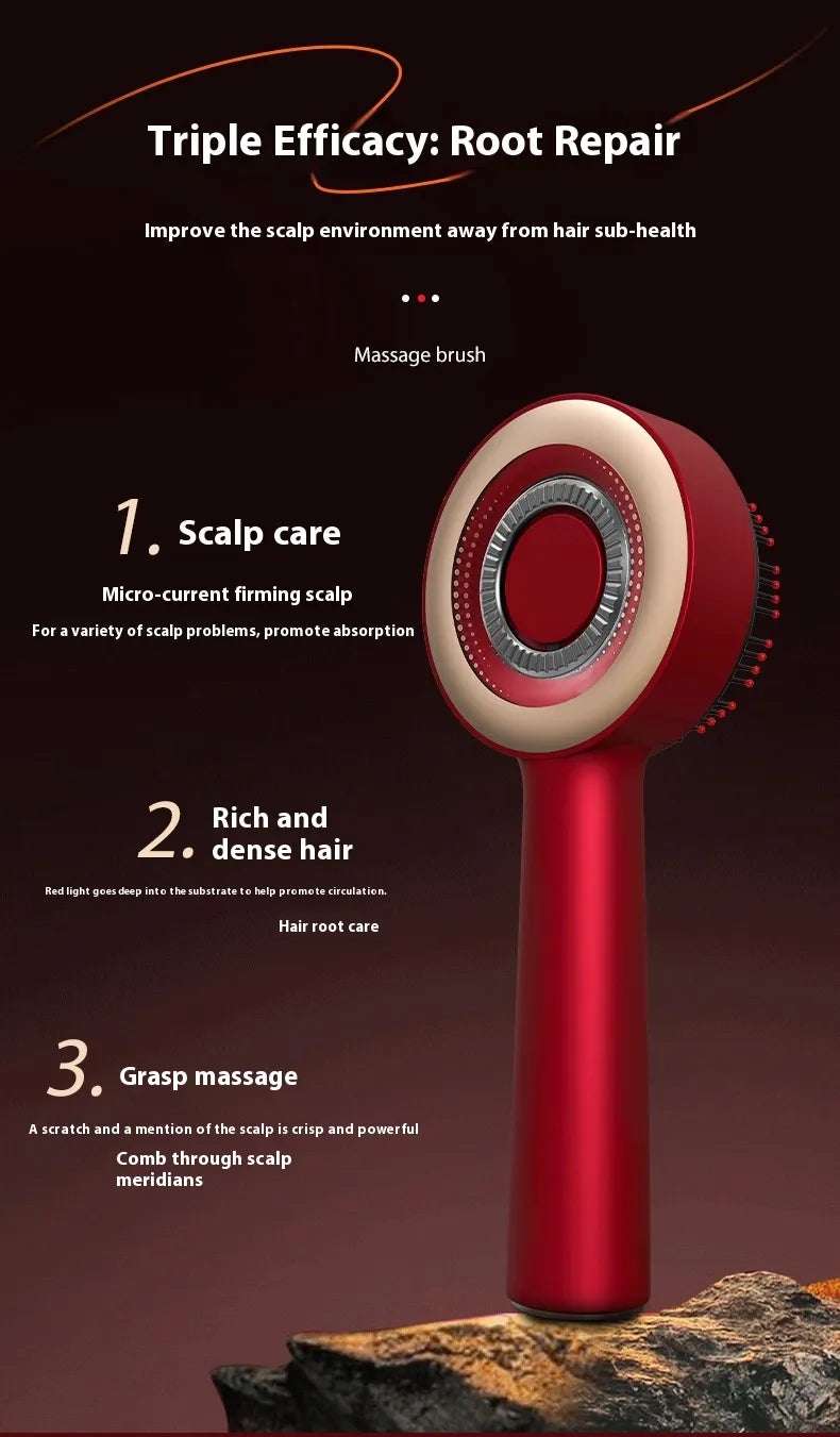 Electric massage comb for scalp care featuring red light therapy scalp comb for healthy hair growth