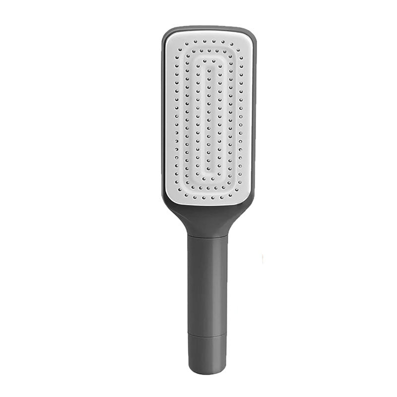 Self cleaning hair brush with ergonomic handle for easy grooming and pet fur removal
