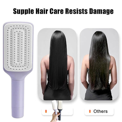 Self cleaning hair brush designed for damage-free hair care and smooth styling results