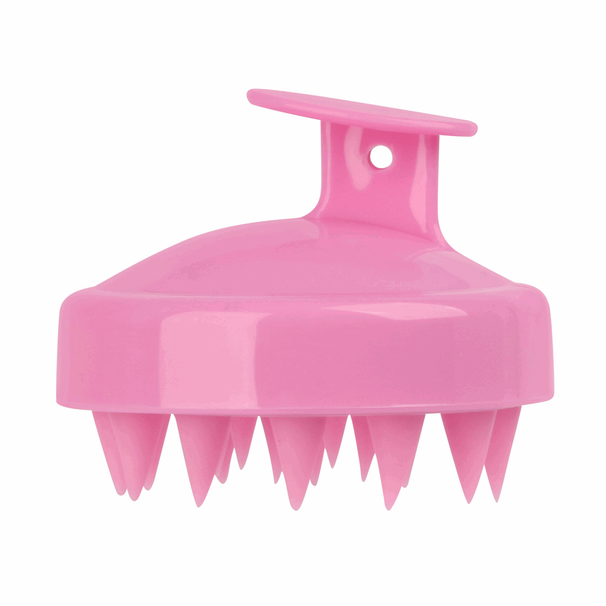 Soft pink silicone shampoo brush for gentle scalp massage and effective shampoo application
