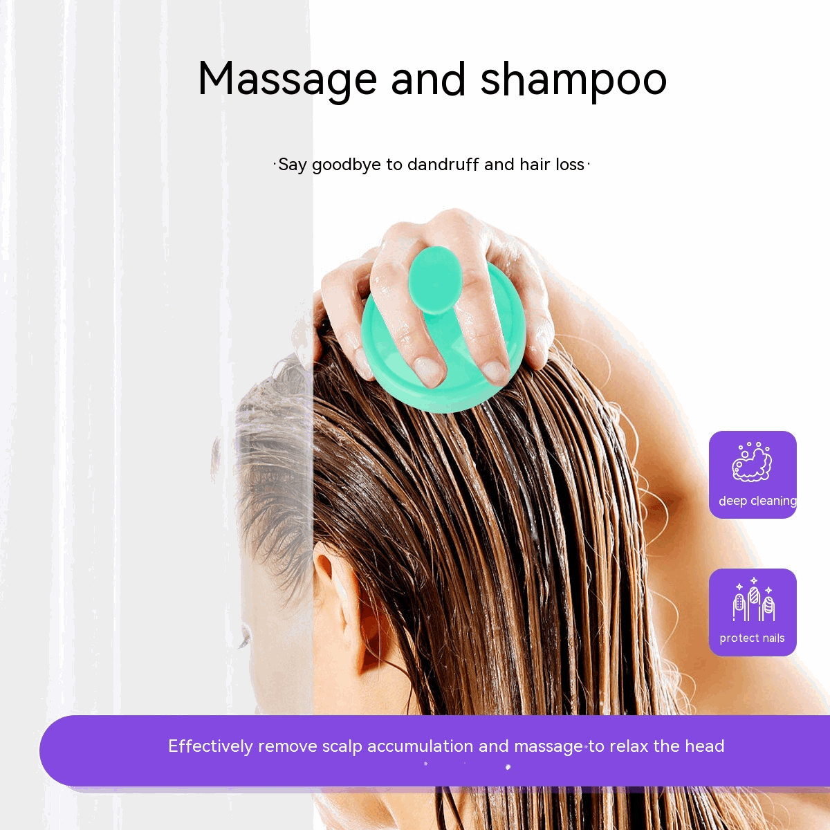 Soft silicone shampoo brush for deep cleaning and scalp massage while washing hair