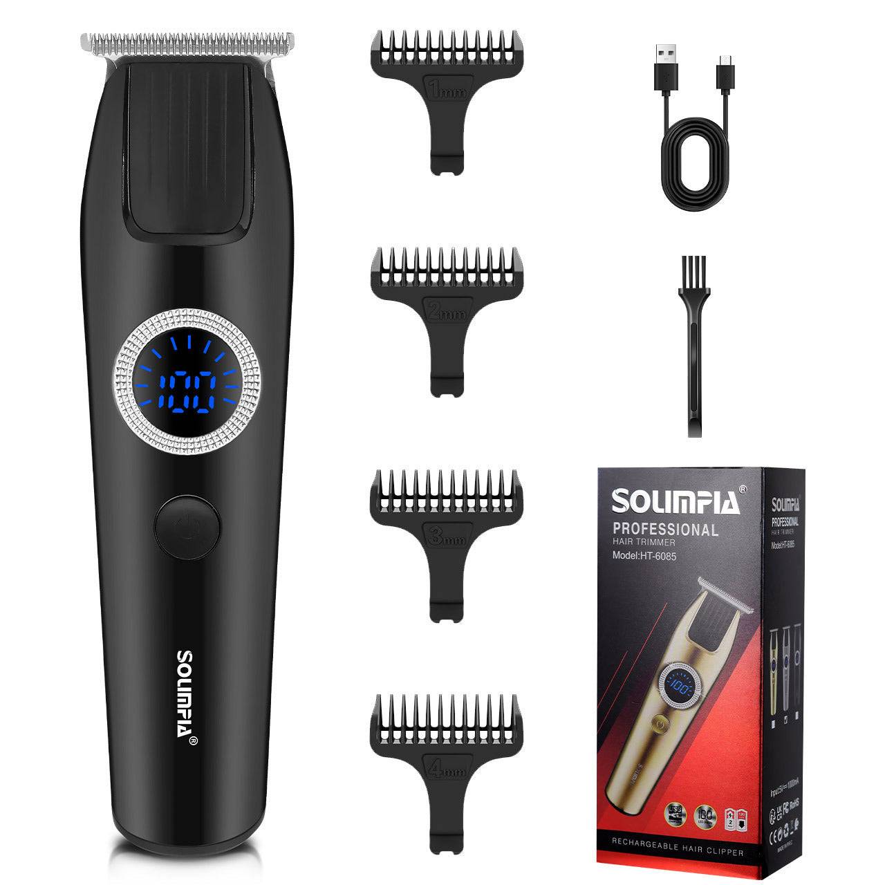 Professional SOLINFAA hair clipper with digital display and attachments for luxury hair clippers for sculpting