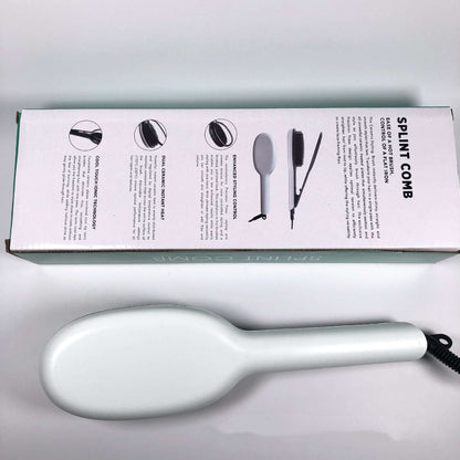 White professional straight hair brush electric hair straightener with packaging box