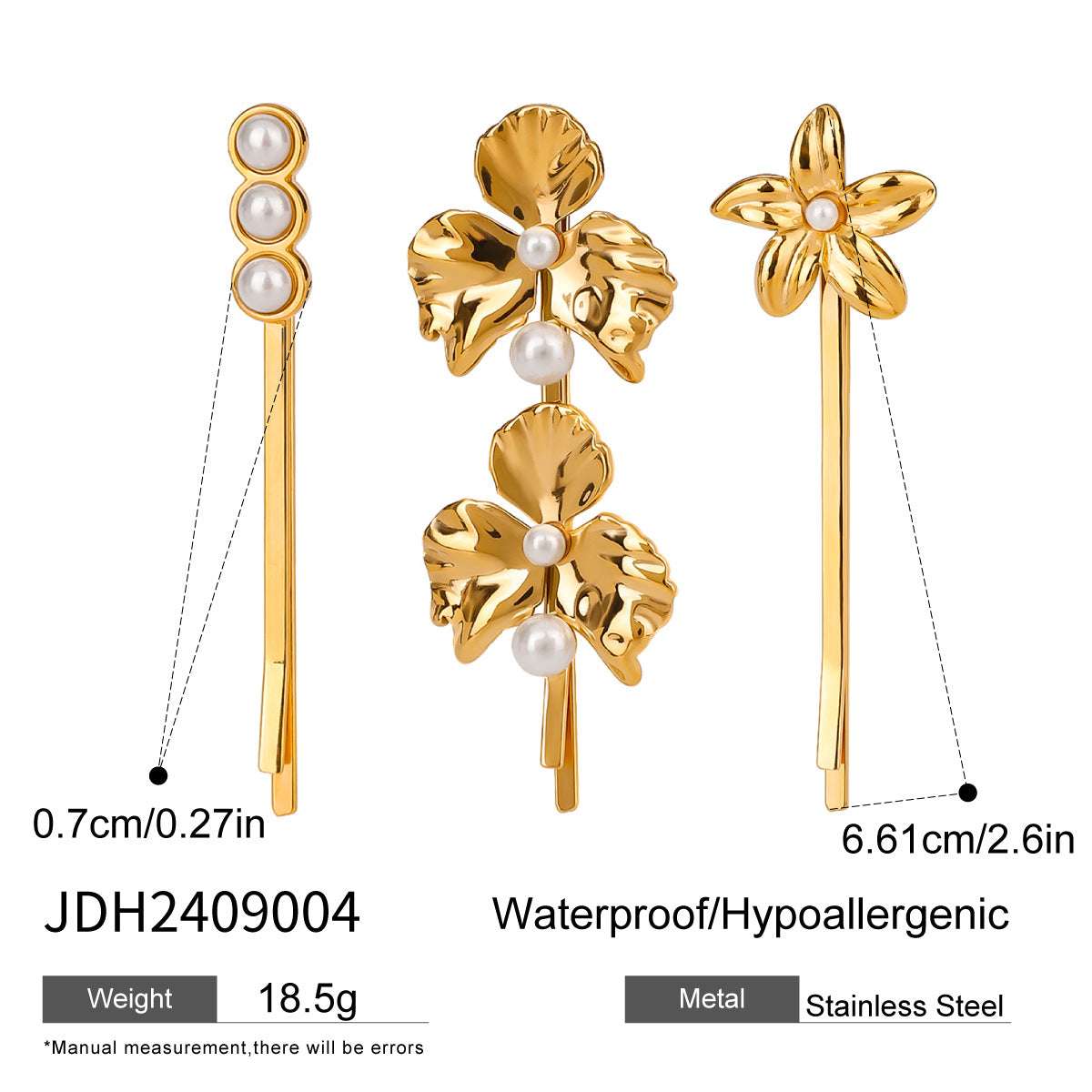 Elegant lady's flower titanium steel hair barrette with pearl accents for stylish hair looks