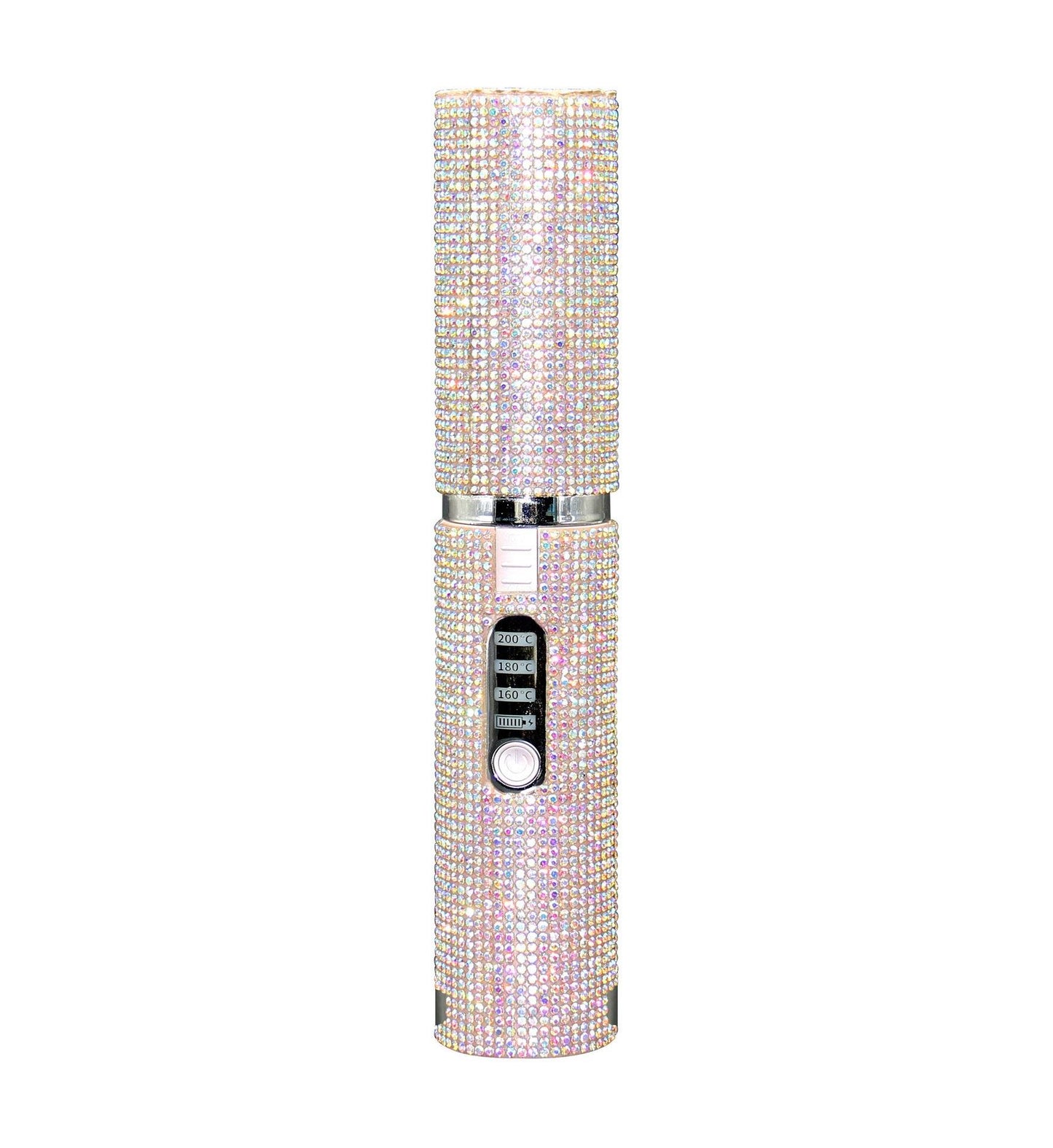 Sparkling rhinestone USB hair straightener for travel with digital temperature display