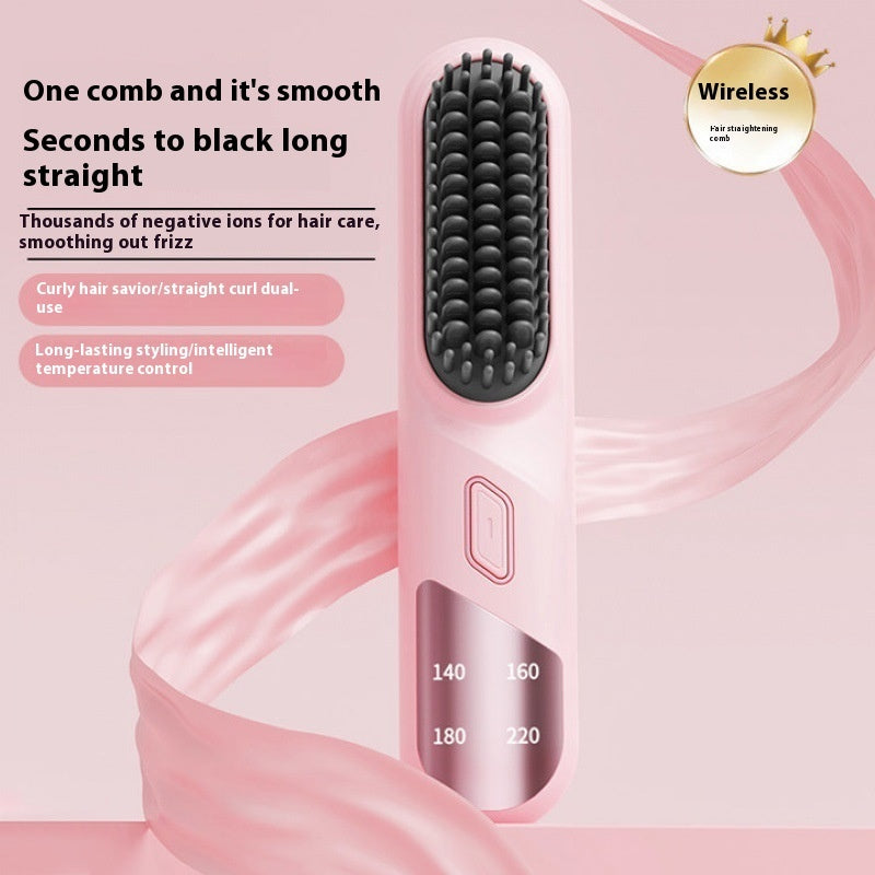 Cordless wet and dry hair straightener with negative ions for smooth, frizz-free hair styling