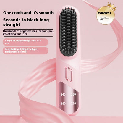 Cordless wet and dry hair straightener with negative ions for smooth, frizz-free hair styling