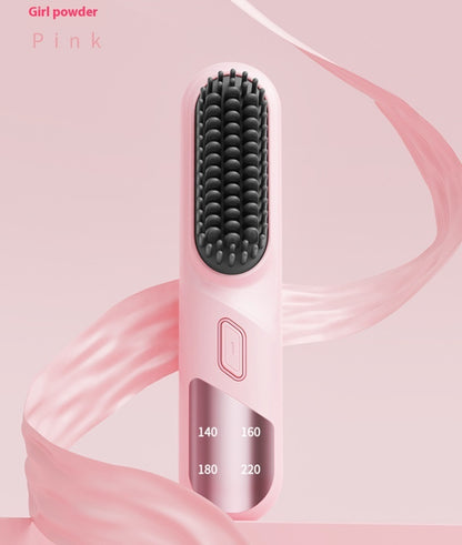 Pink wet and dry hair straightener with adjustable temperature settings for easy styling